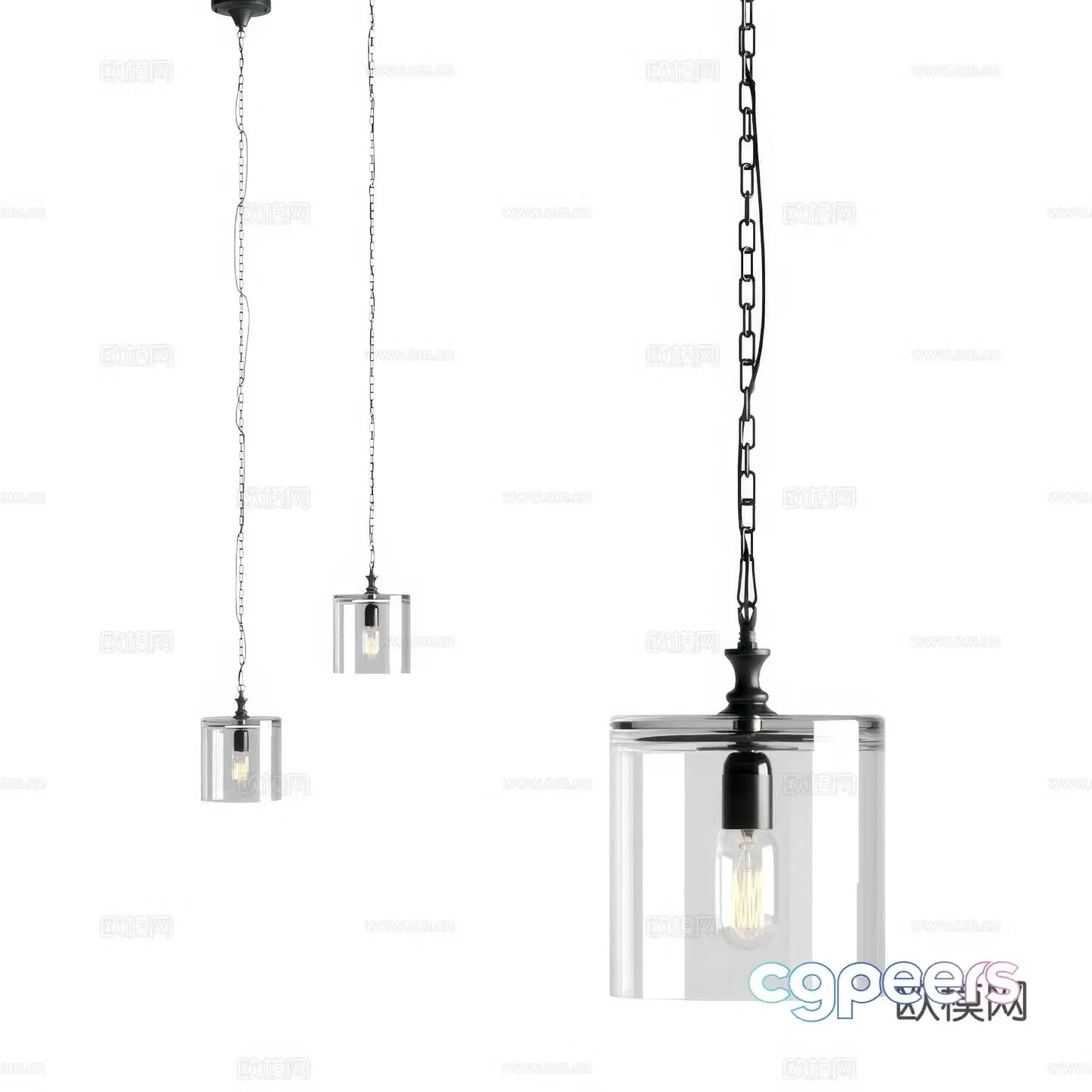 Modern minimalist metal glass small chandeliers 3d model