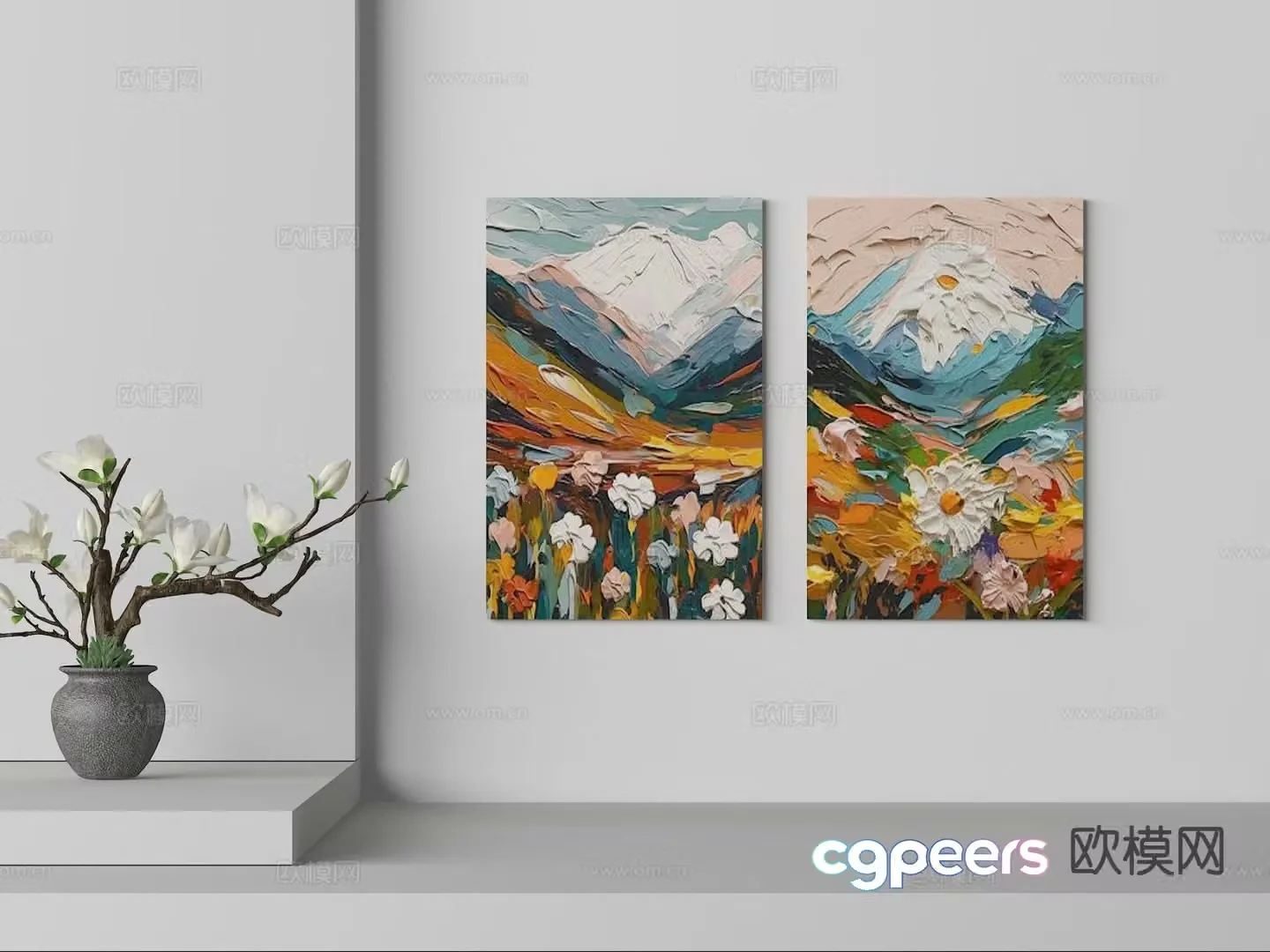 Oil painting texture painting decorative painting 3d model