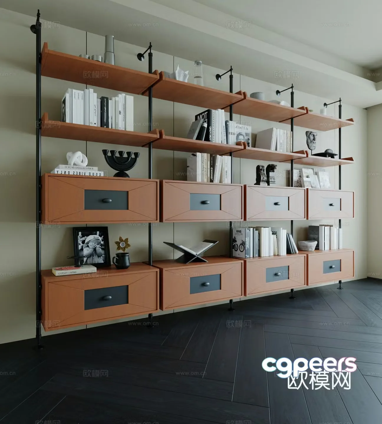 Modern medieval style bookcase 3d model