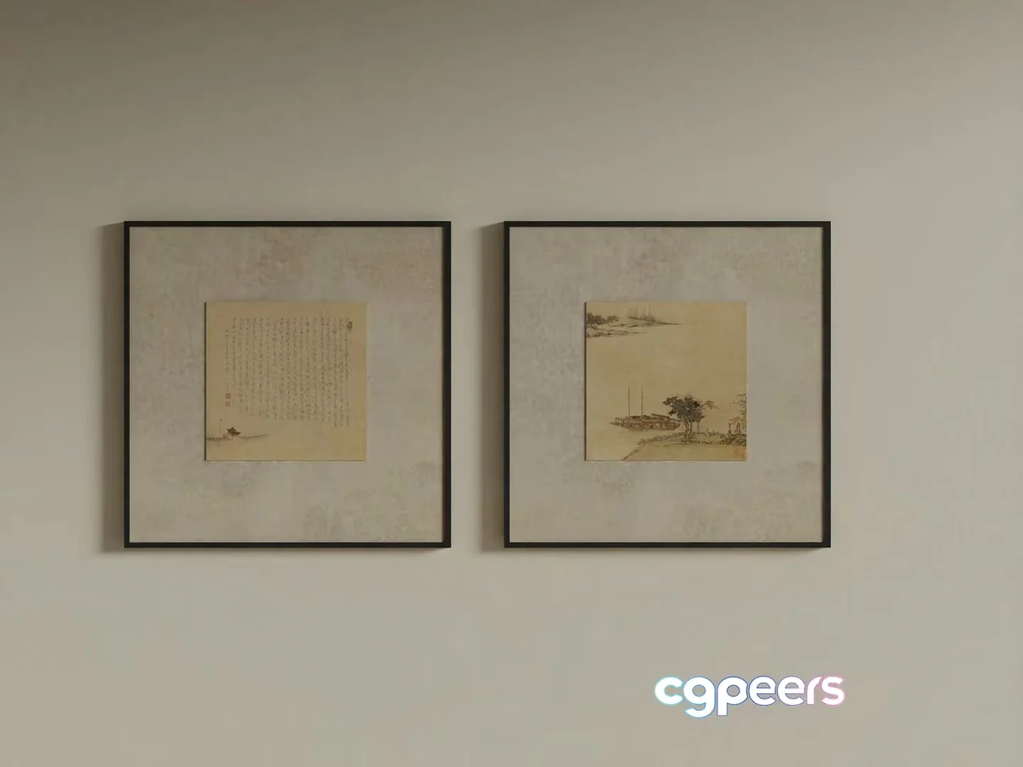 Two Framed Artworks On A Wall 3D Model – 18846 – VRAY Render