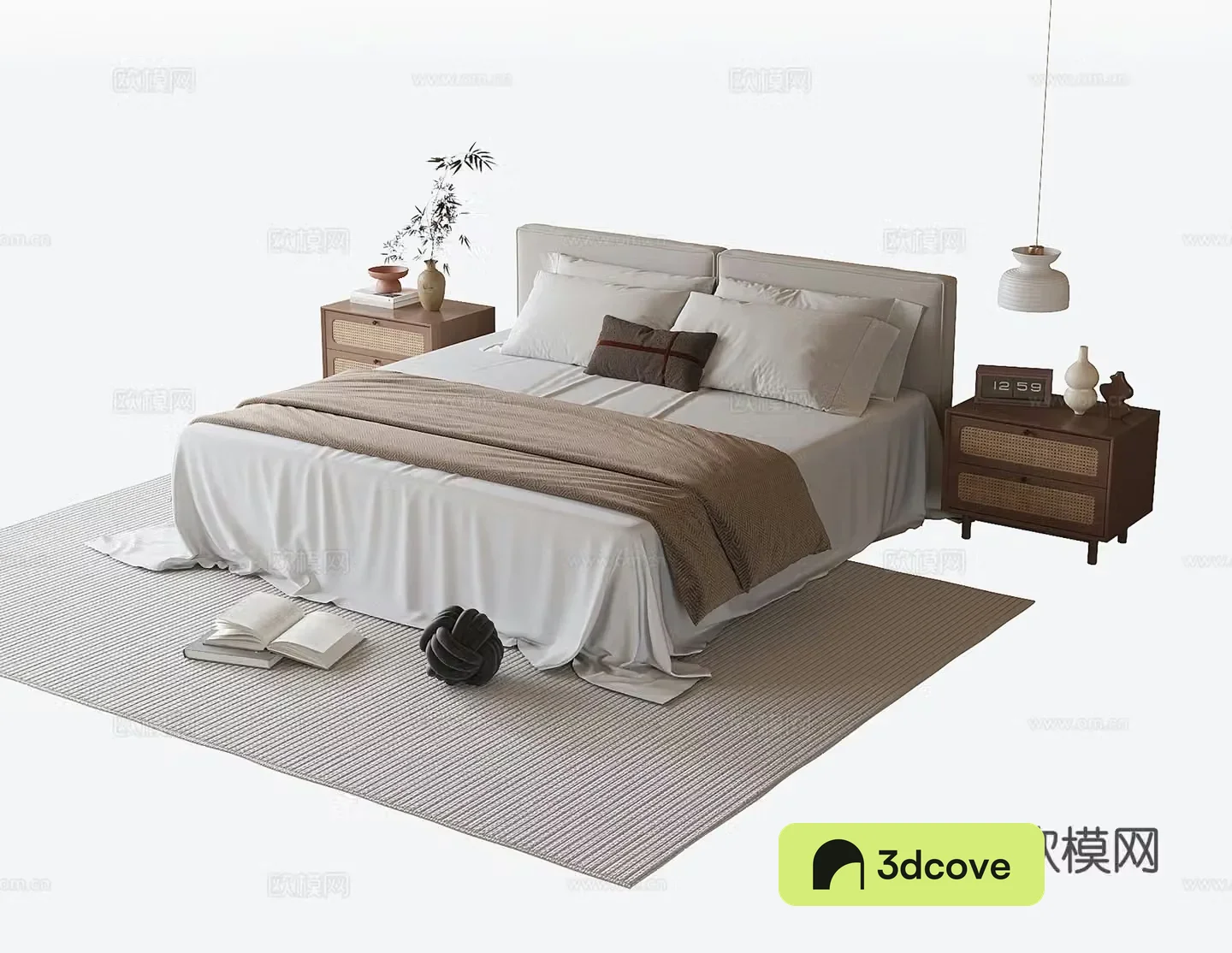 Modern double bed nightstand bedside chandeliers