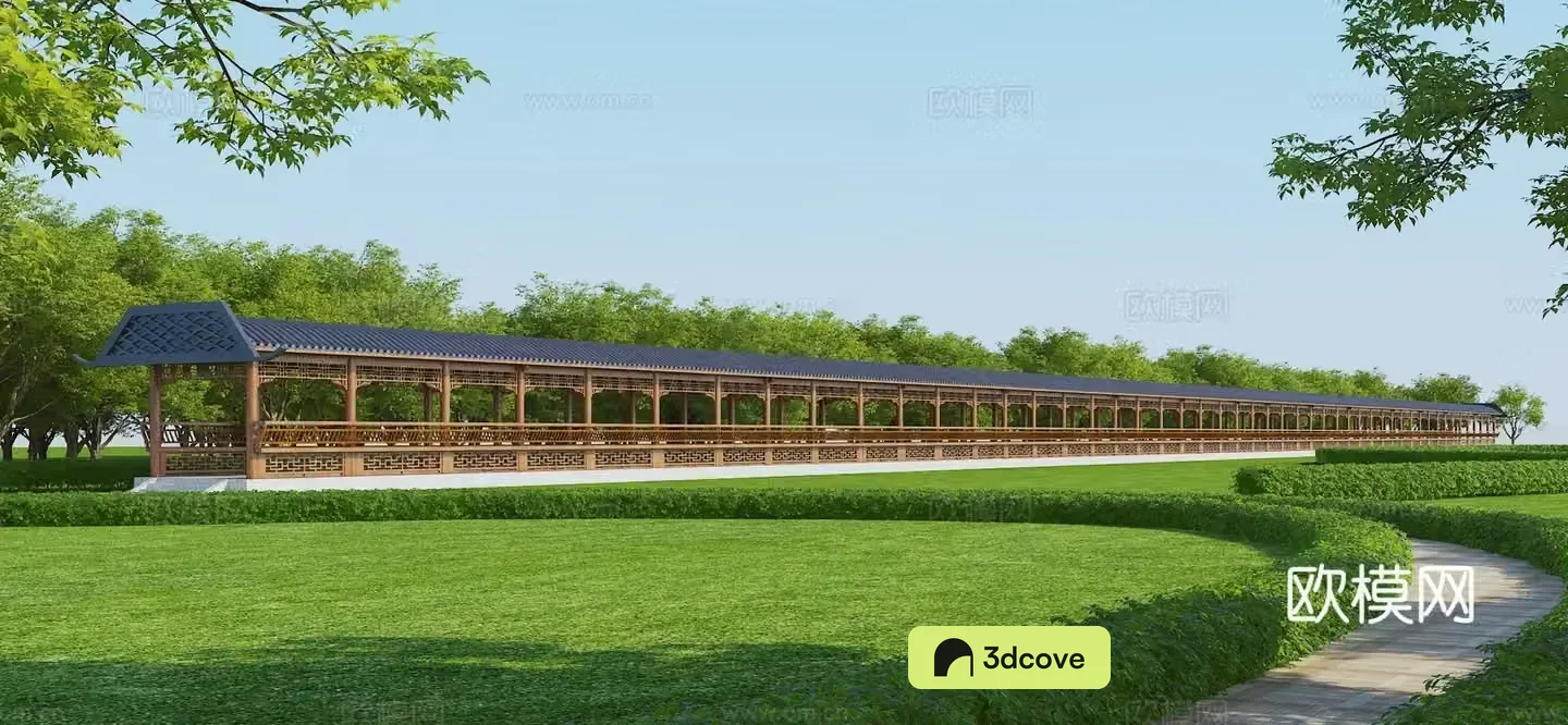 Chinese style promenade landscape corridor gallery