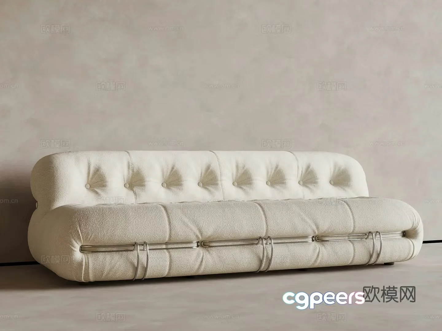 Sofa French cream style multi-person sofa 3d model