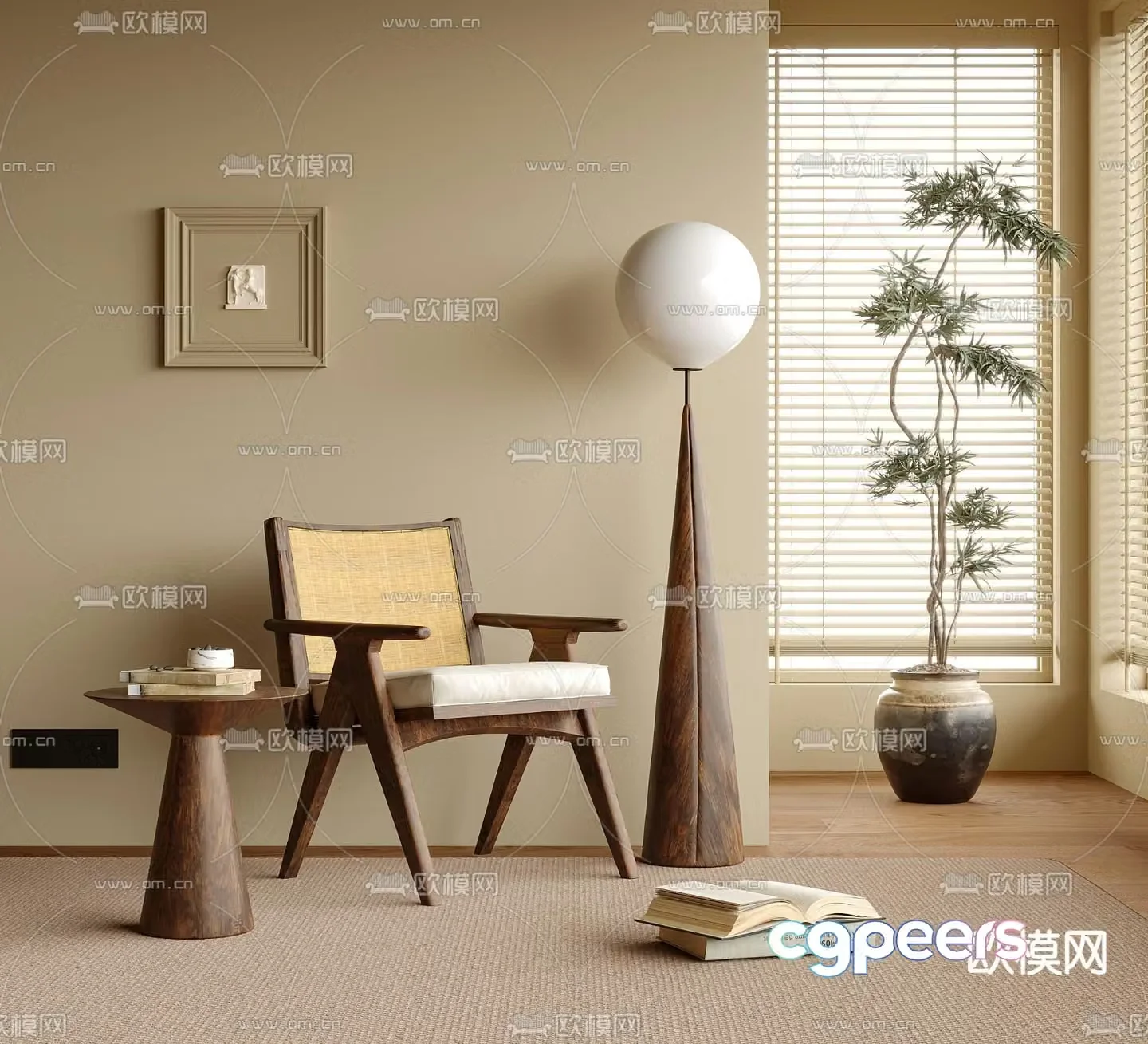 Wabi-sabi chair leisure chair 3d model