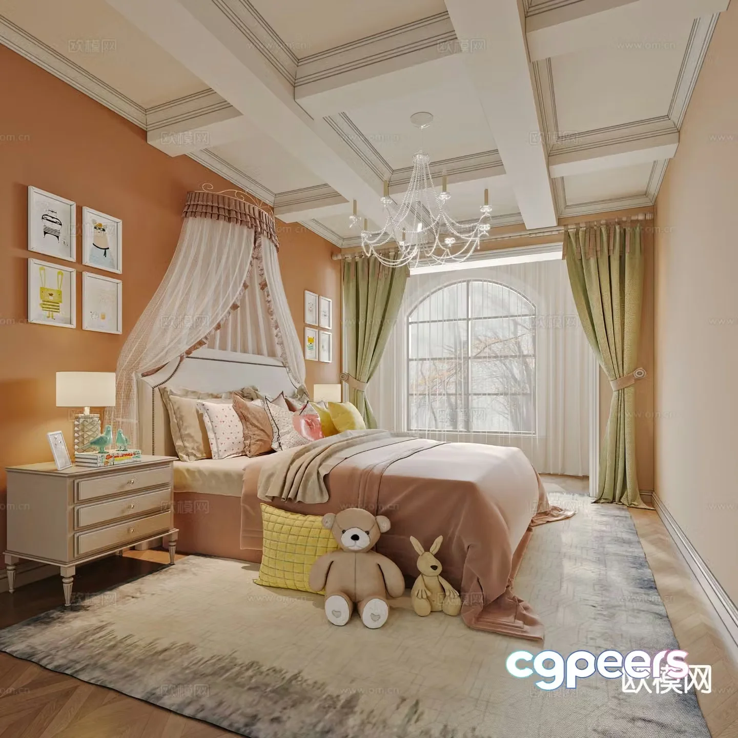 Simple European children’s room girl’s room child’s room 3D model