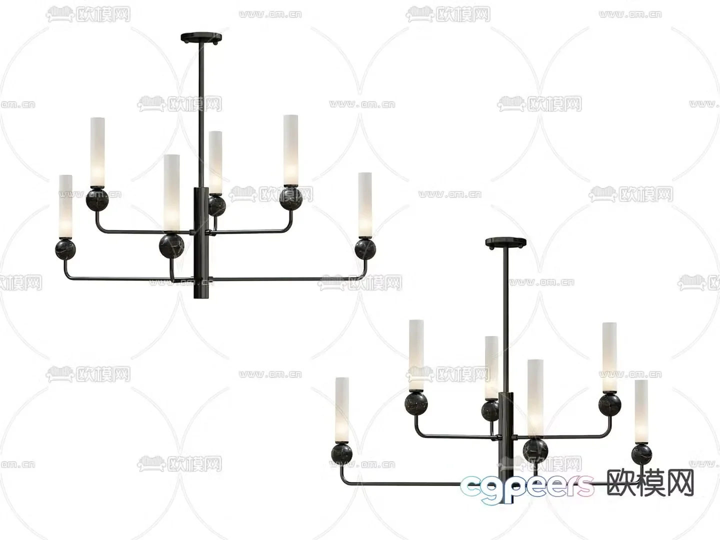 Multi-head chandelier Hall chandelier 3d model