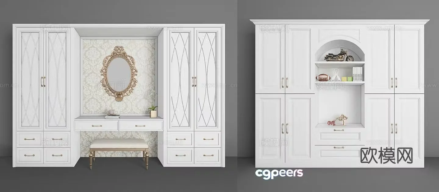 European style wardrobe combination 3D model
