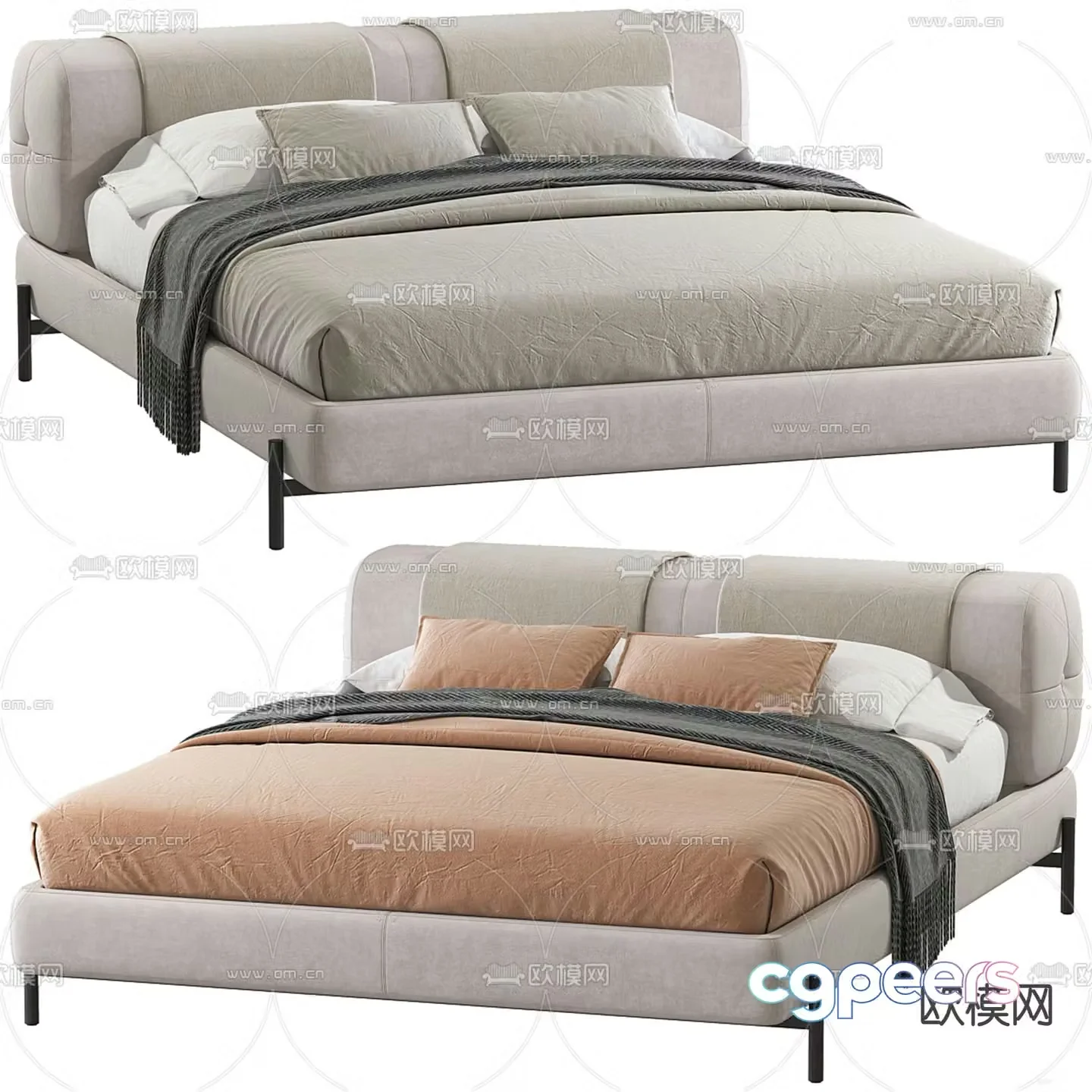 Modern double bed 3d model