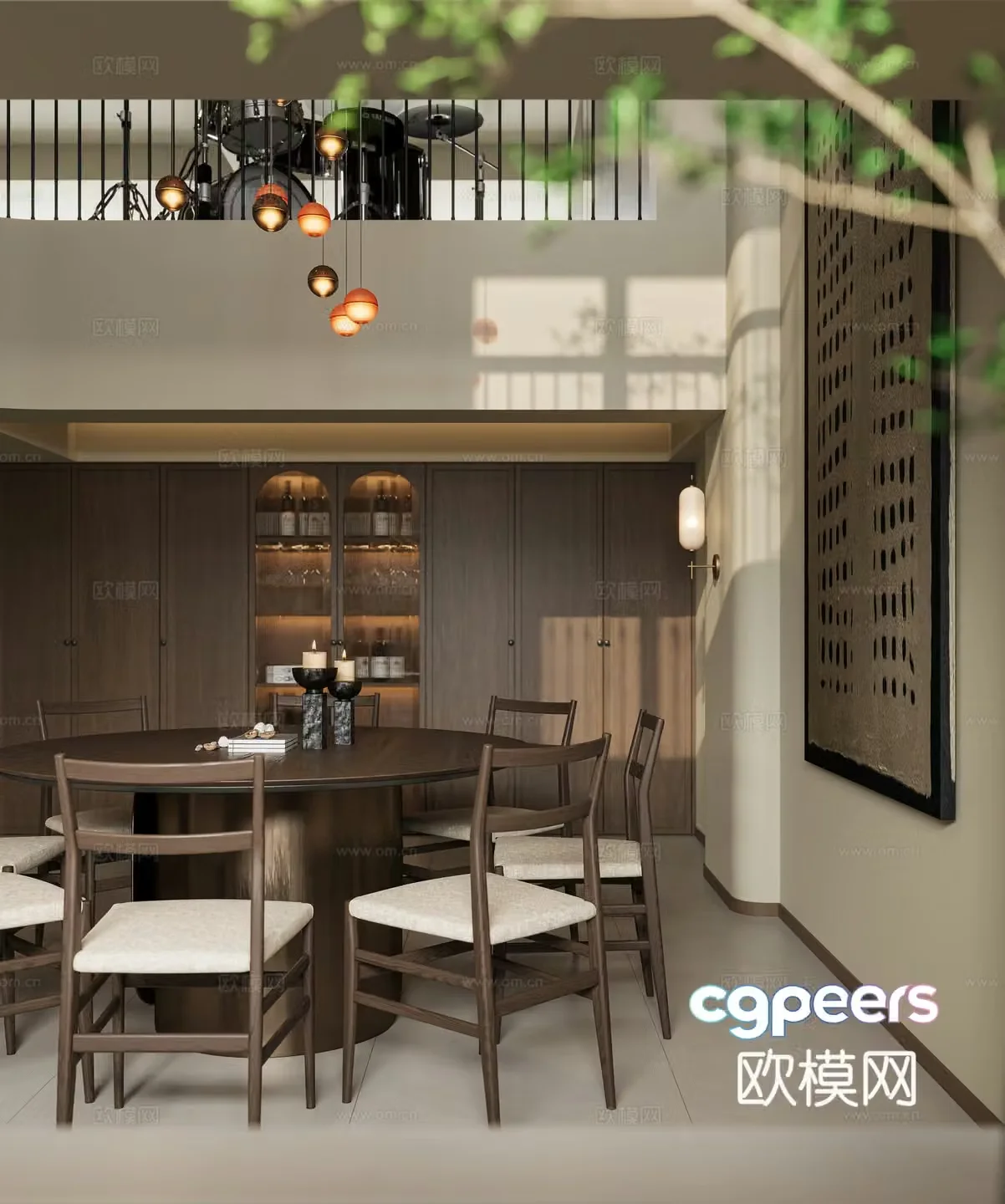 Medieval style villa restaurant empty restaurant 3D model