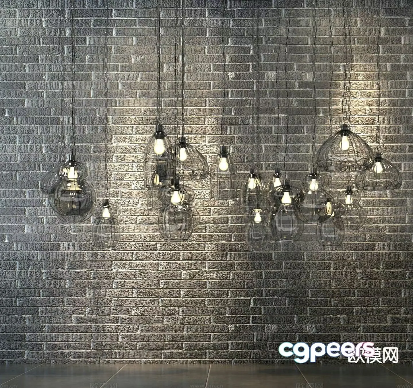 Industrial style chandelier glass chandelier fashion chandelier 3d model