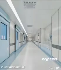 A Long Hospital Corridor 3D Model – 6226 – VRAY Render