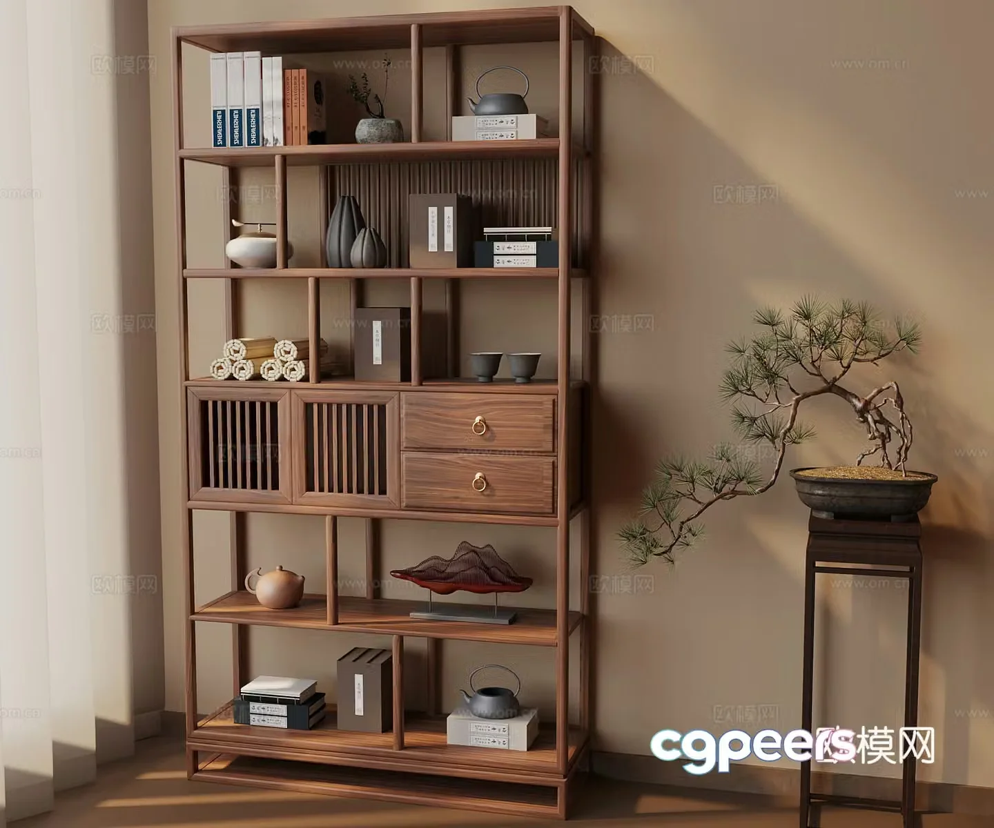 New Chinese style antique shelf storage rack 3D model