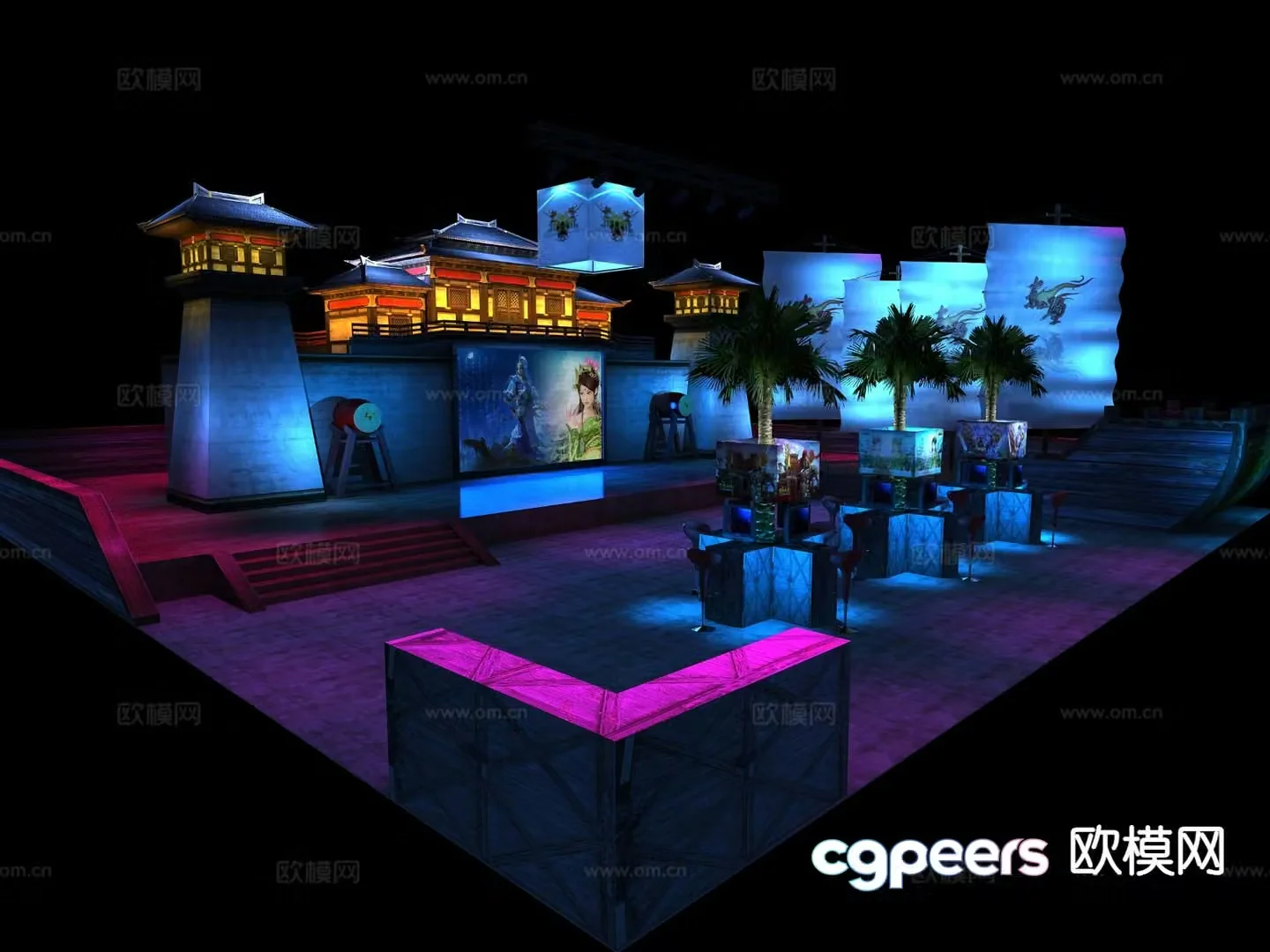 Game scene chibi scene 3d model