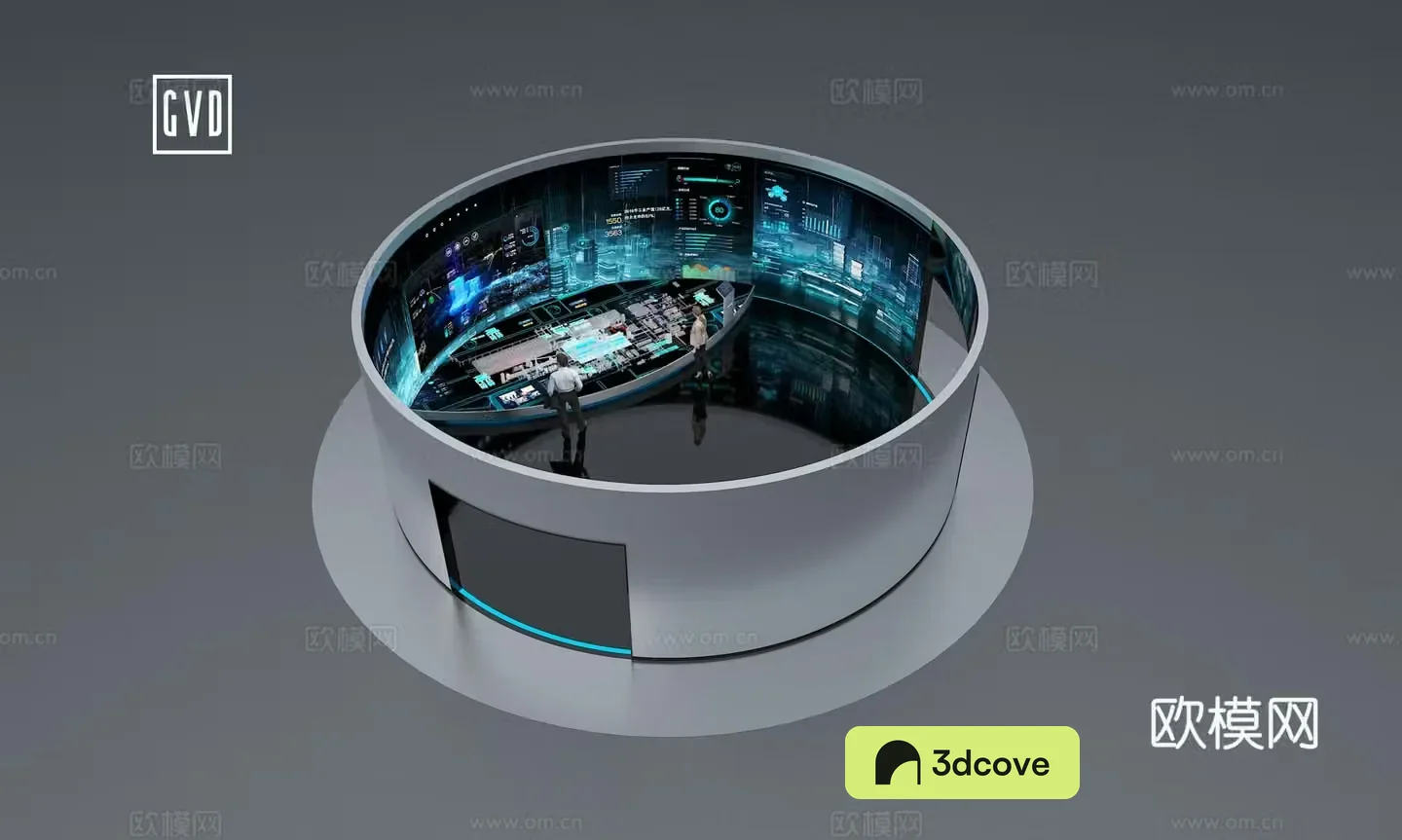 Modern exhibition hall 180-degree digital sand table Acrylic sand table Ring curtain sand table Immersive area sand table