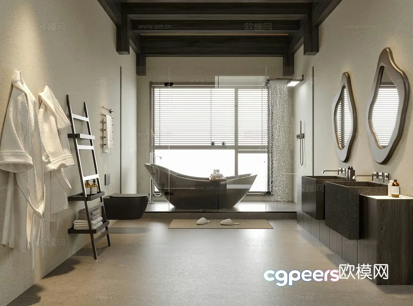 Modern villa bathroom hotel bathroom B&B bathroom 3D model