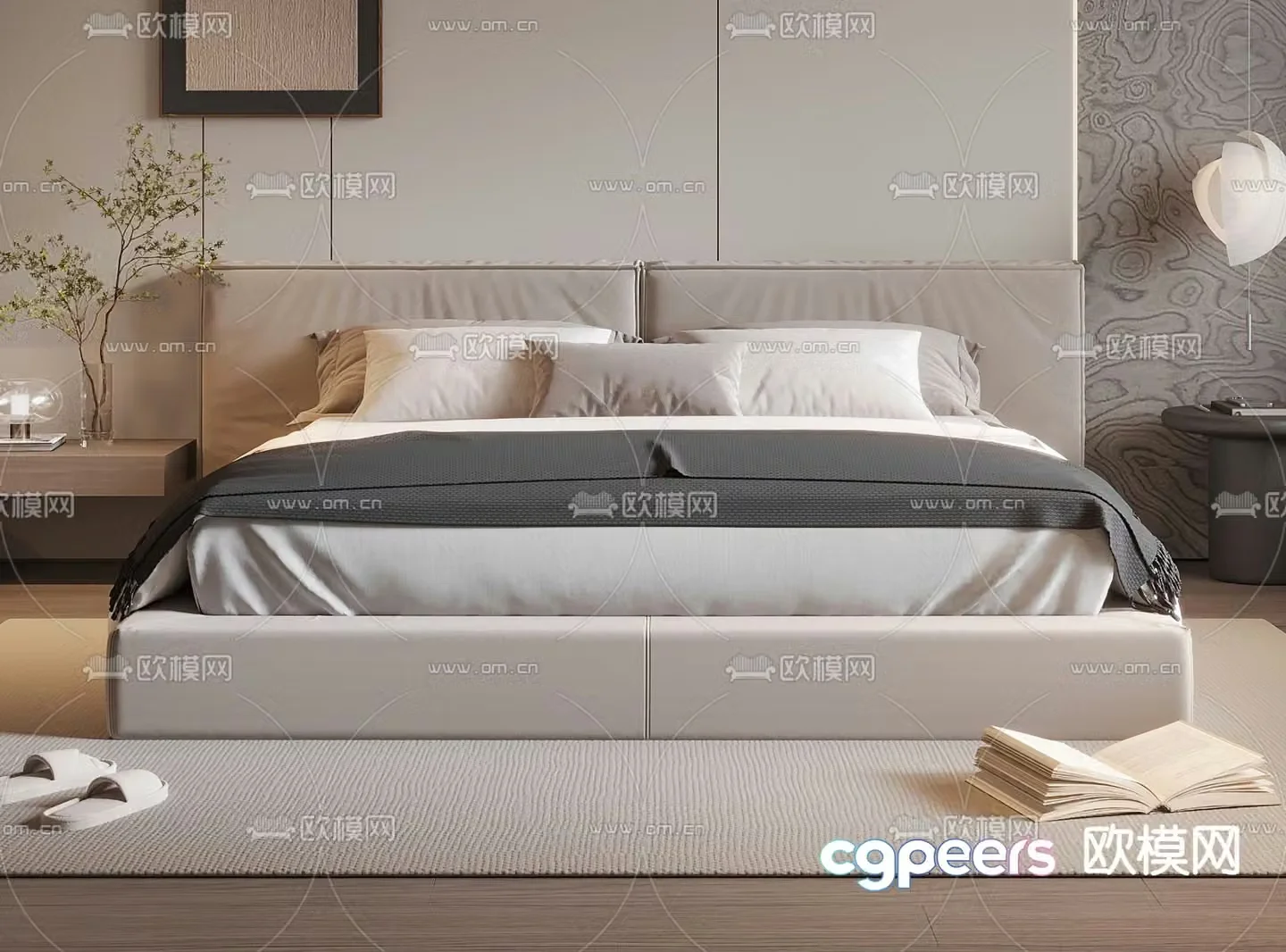 Modern double bed 3d model