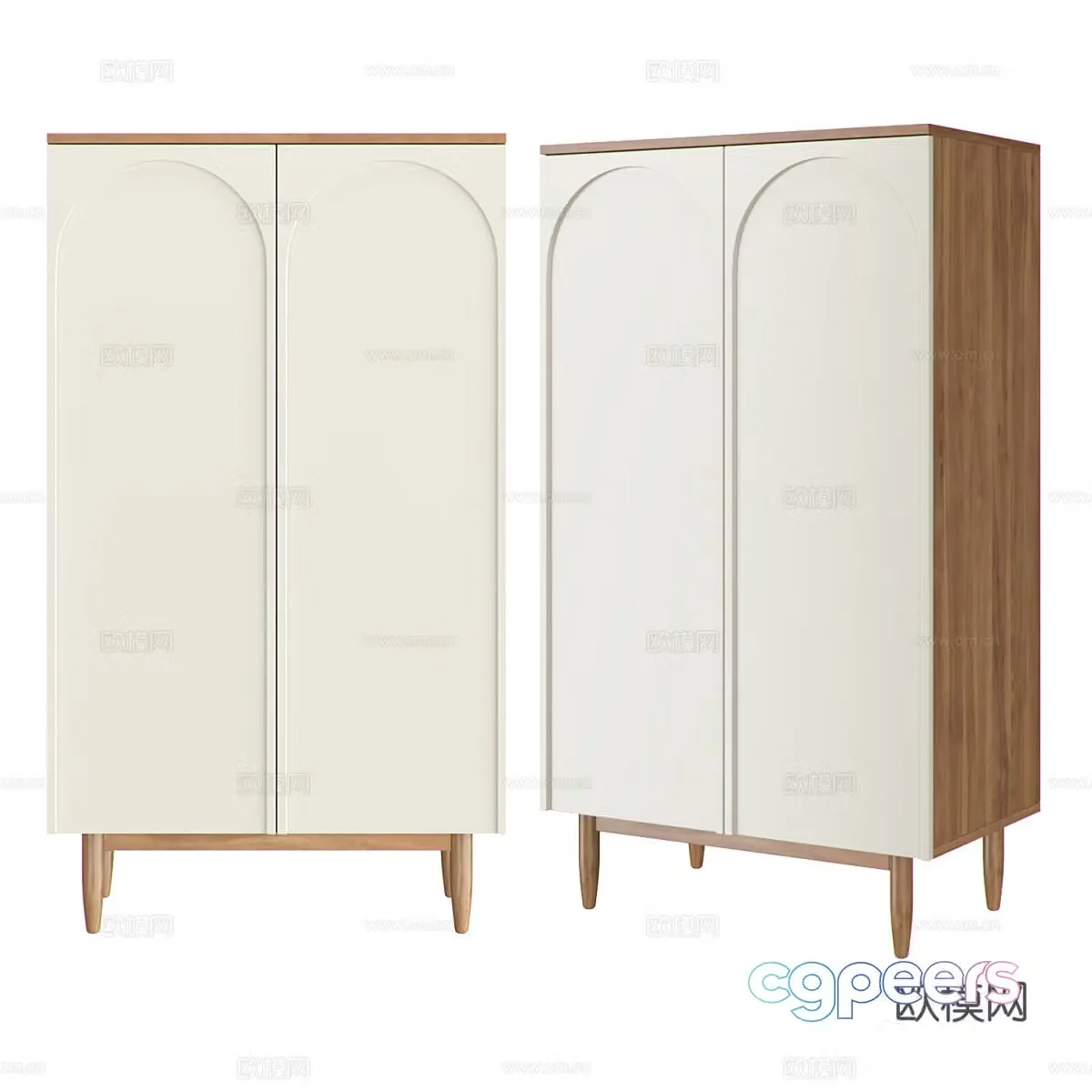Modern Nordic Cream Side Cabinet 3D Model