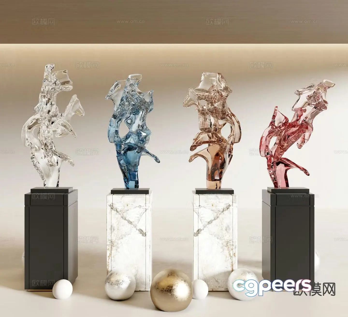 Crystal sculpture art ornament 3d model