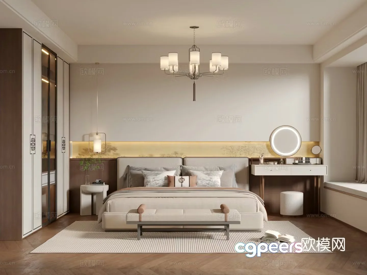 New Chinese bedroom 3D model