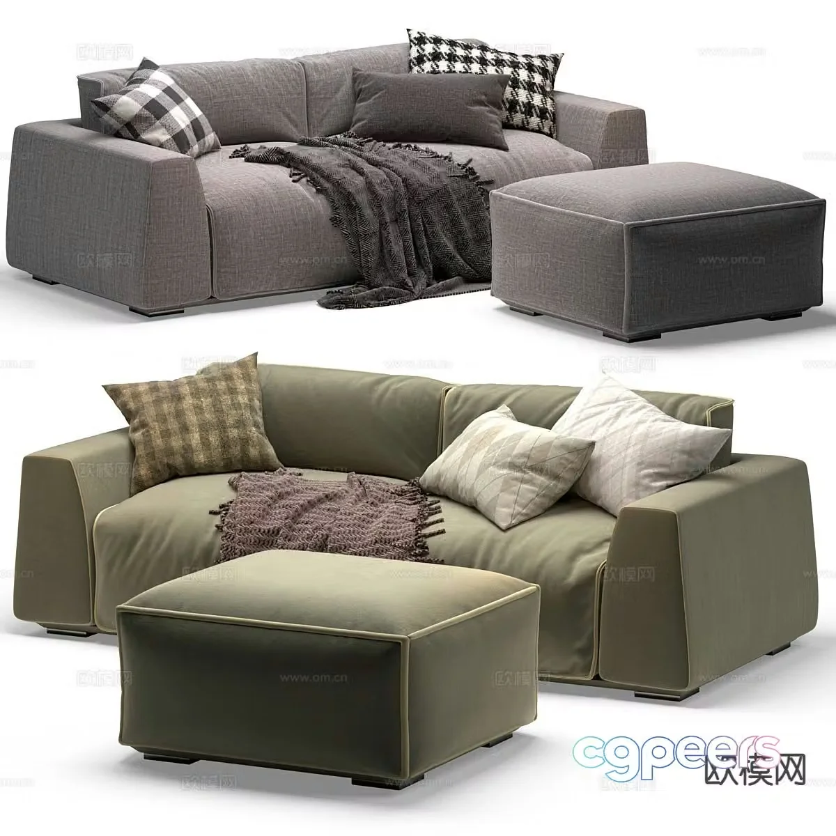 Simple double sofa 3d model