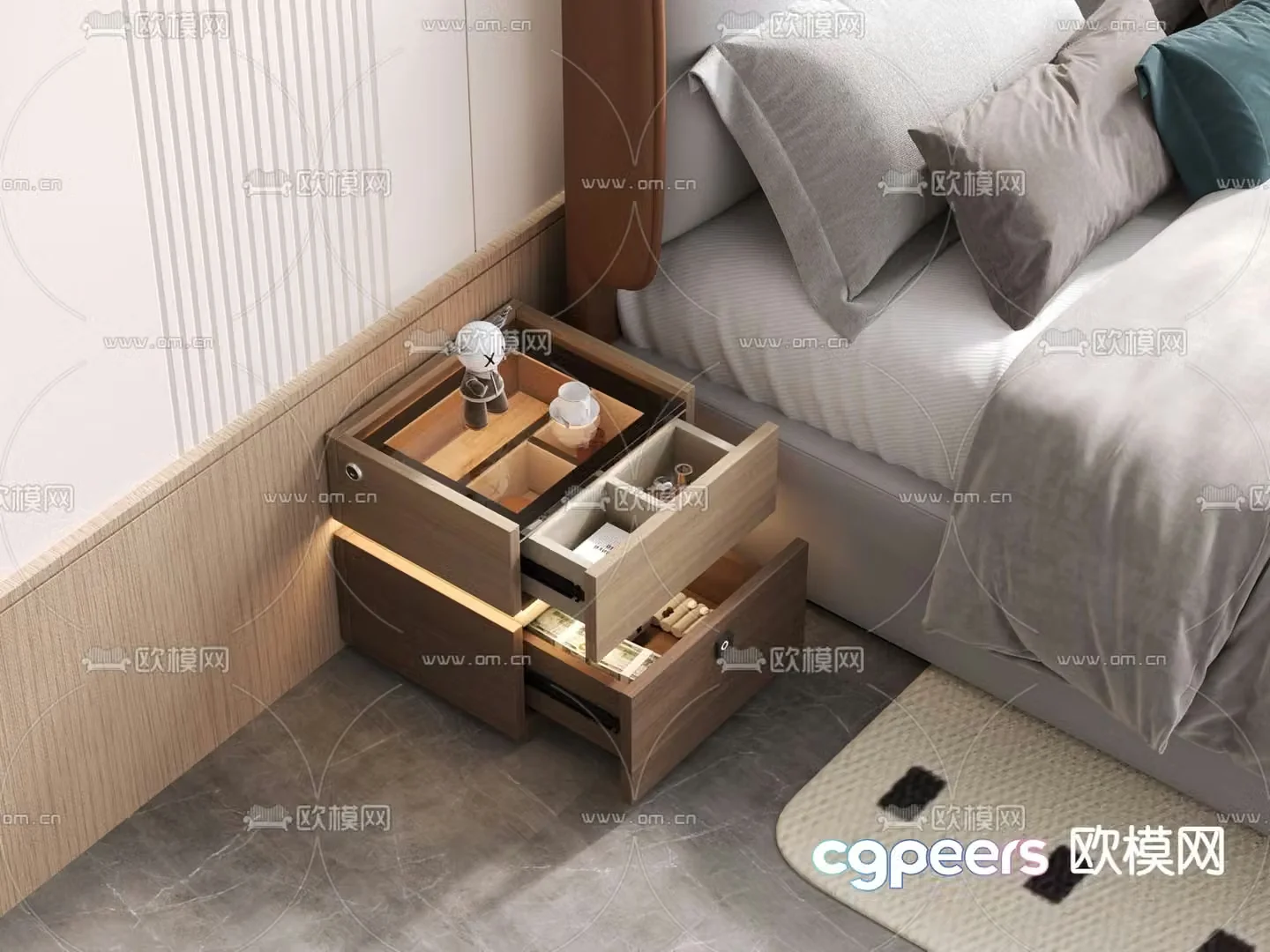 New Chinese style bedside table 3d model