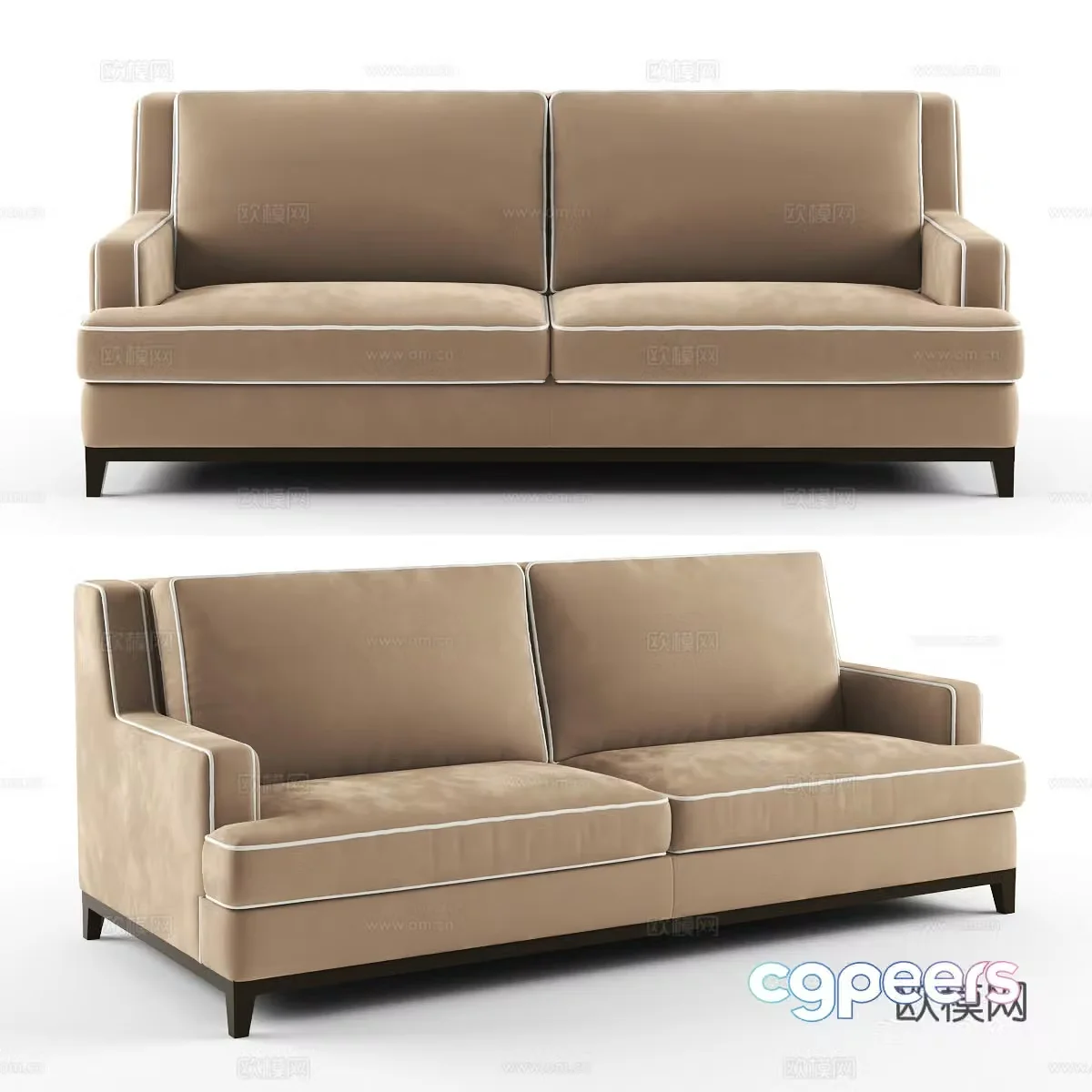 3d model of double sofa