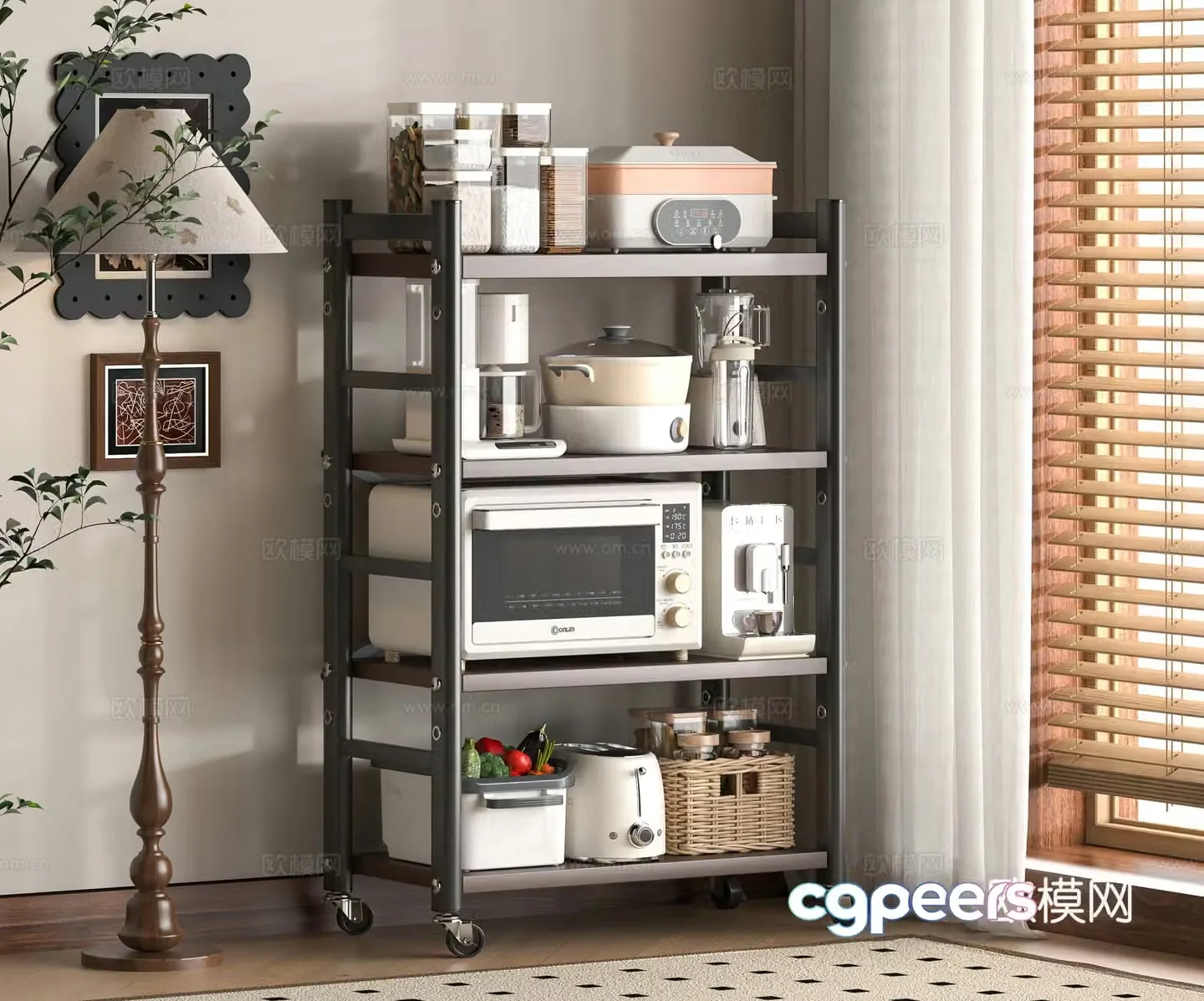 Modern kitchen shelf 3d model