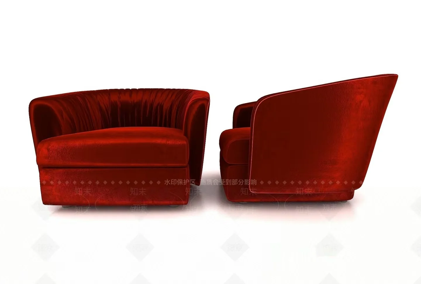 Red Velvet Armchairs 3D Model – 12496 – VRAY Render