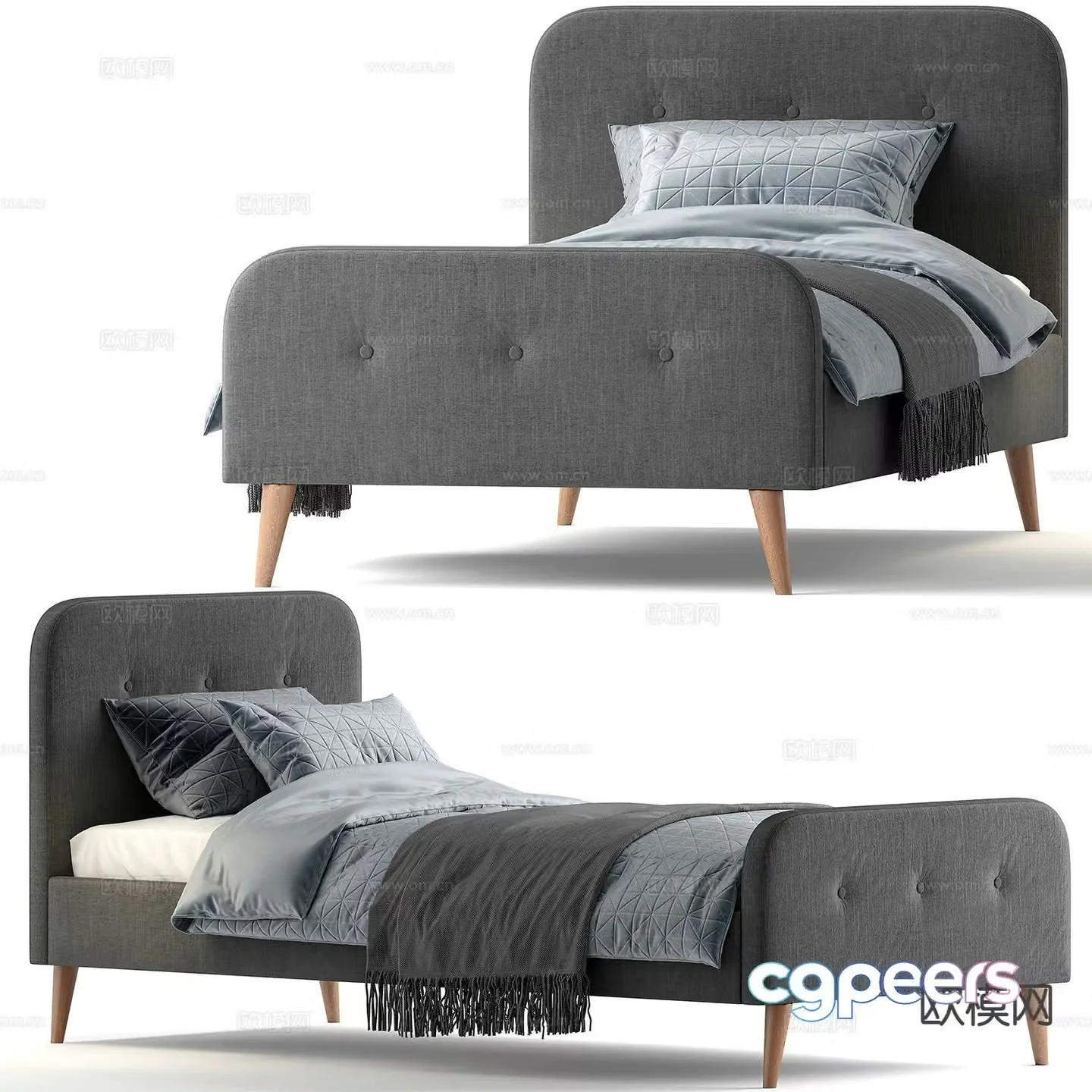 Modern single bed 3d model