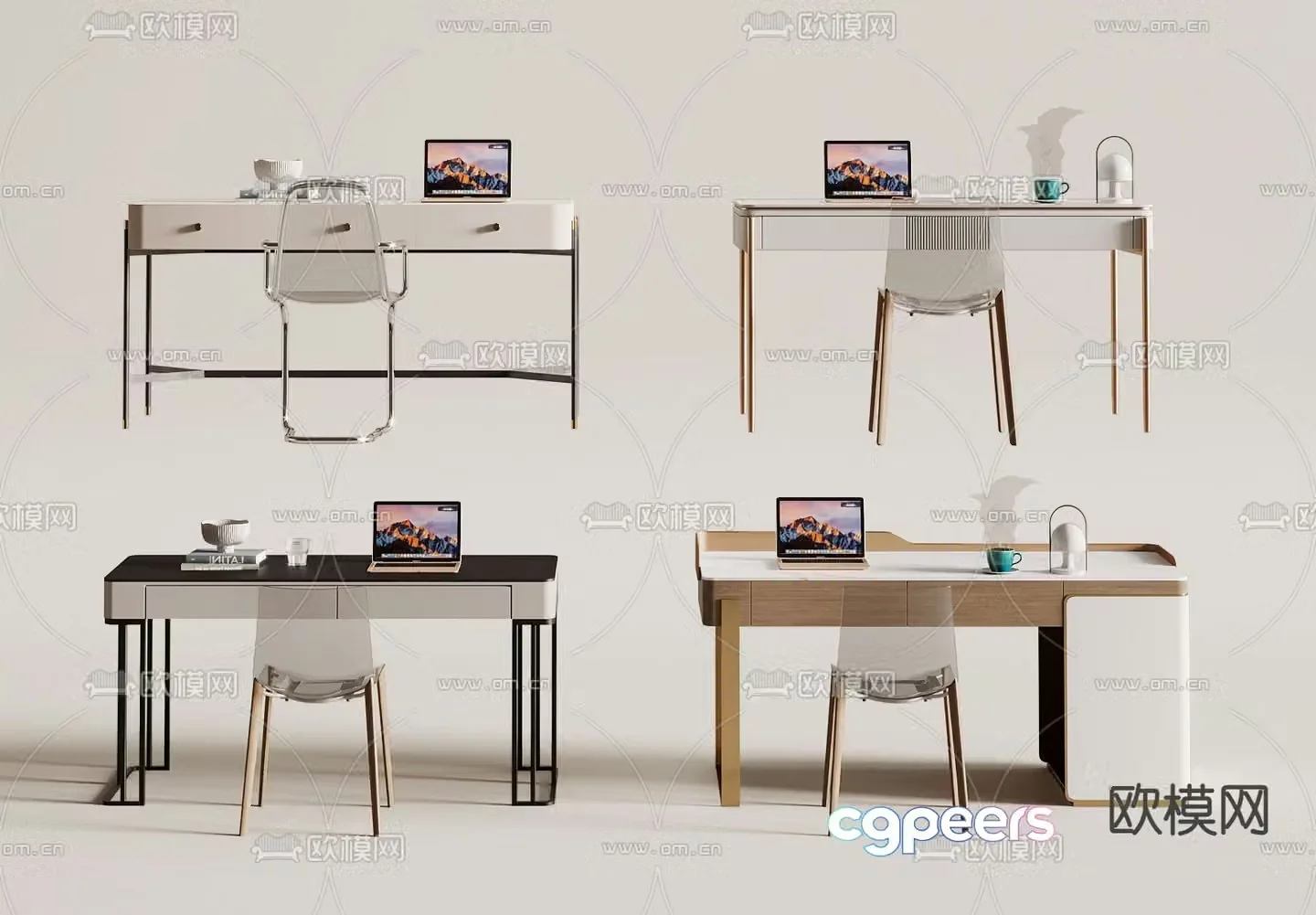 Light luxury desk writing desk computer desk 3D model
