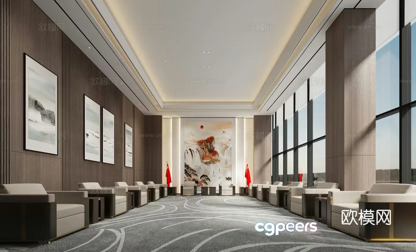 Modern office reception room 3d model