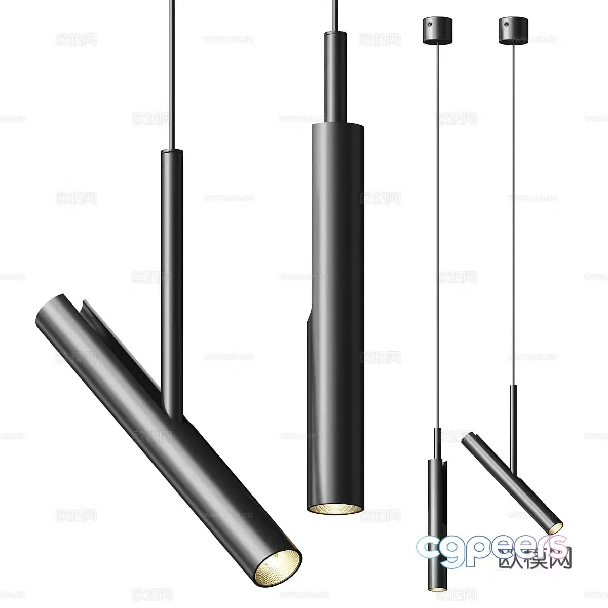 Modern minimalist metal chandeliers 3D model
