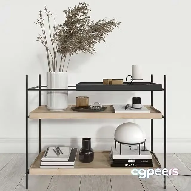 3ds Max Free – Woud Shelves with Decorative Filling