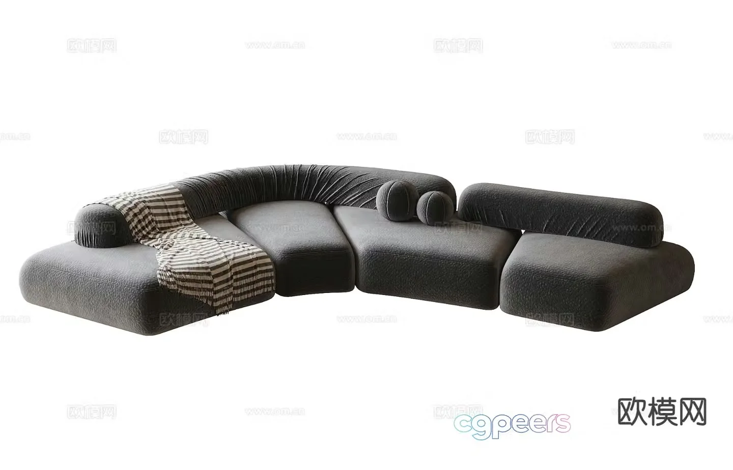 Modern curved sofa multi-person sofa 3d model