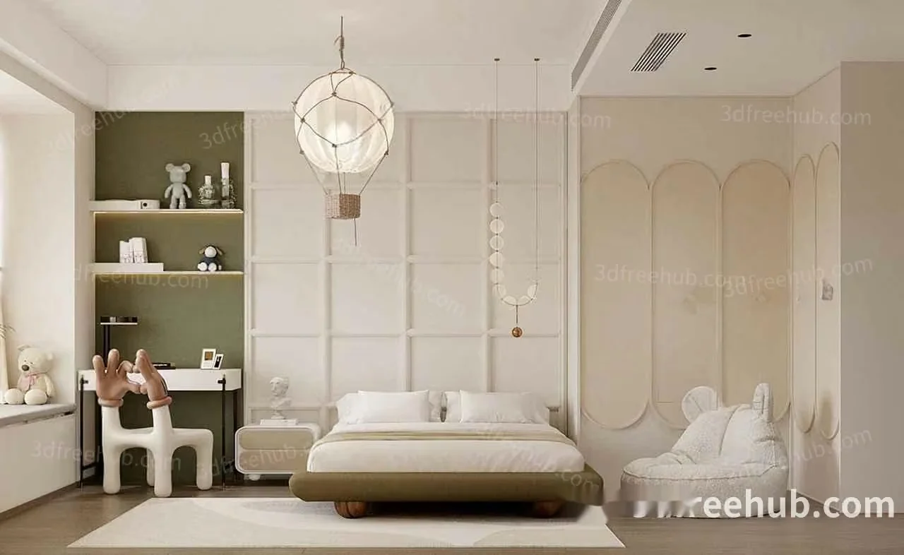 Modern Bedroom 3D Model – 20009 – VRAY Render