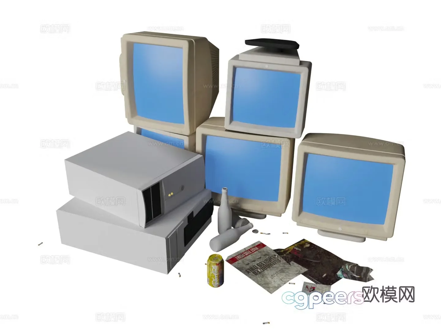 Cyberpunk old computer desktop old host computer Cyberpunk style 3D model