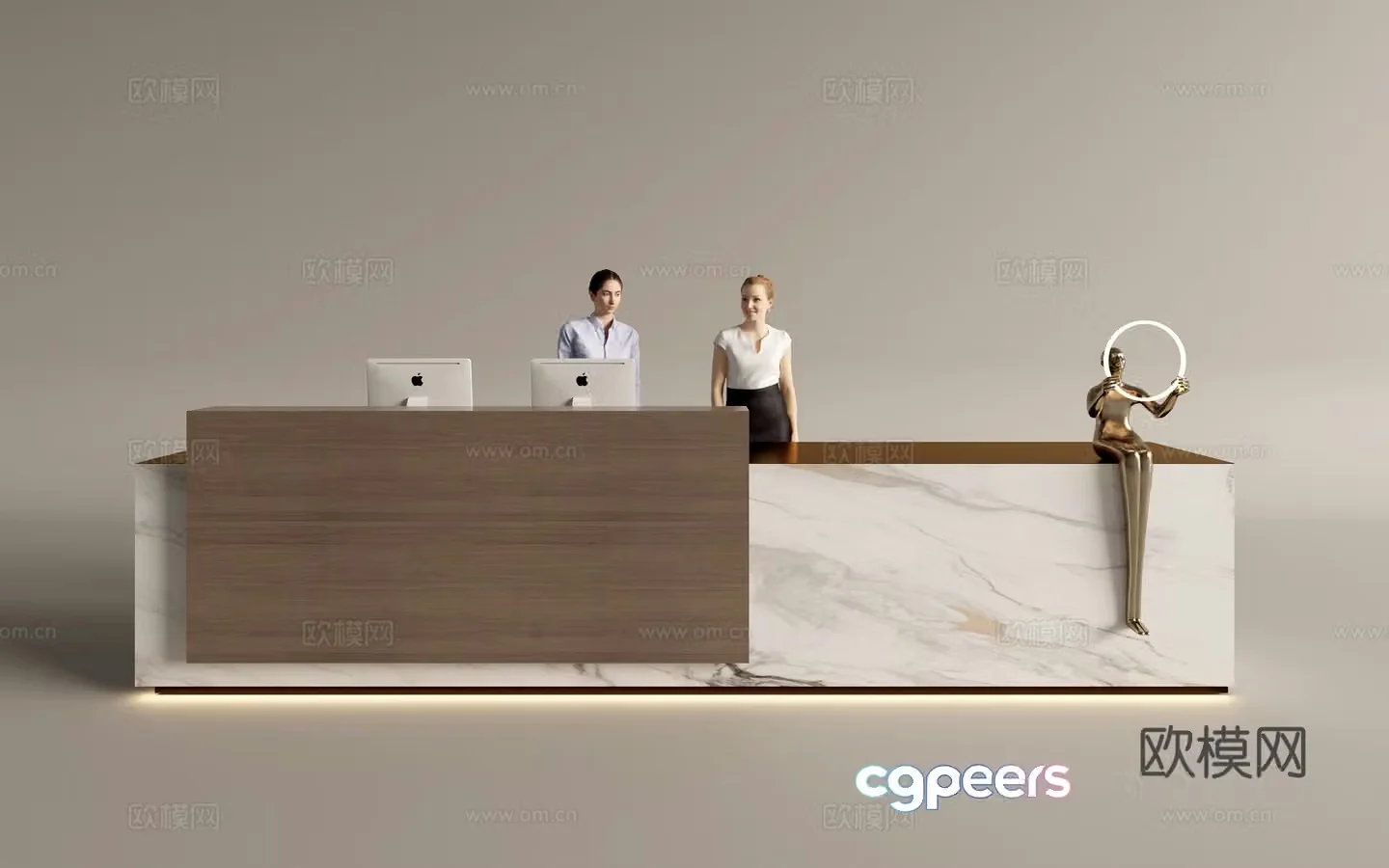 Modern company front desk reception area bar reception desk service desk 3d model