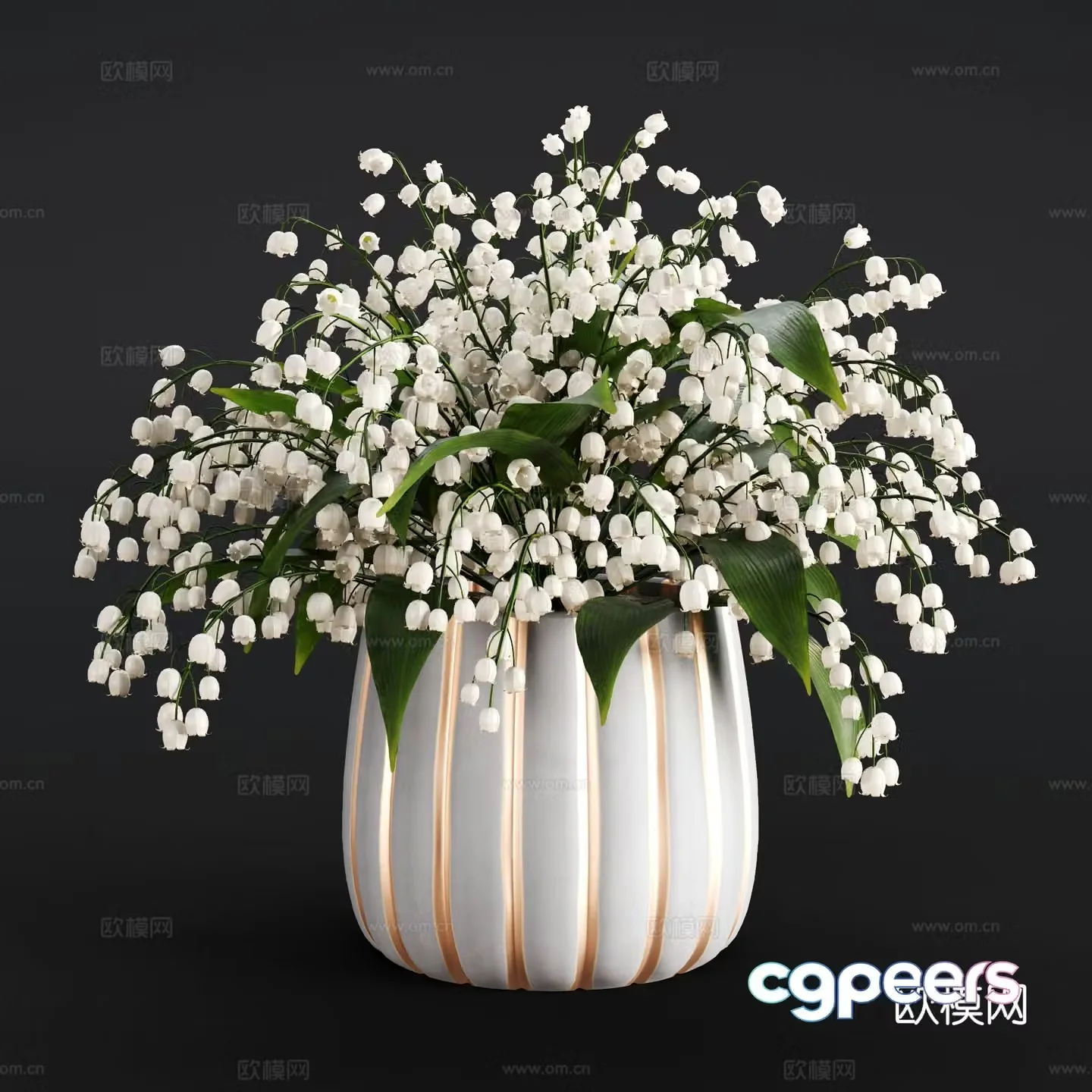 Modern lily of the valley vase floral arrangement flower arrangement 3d model