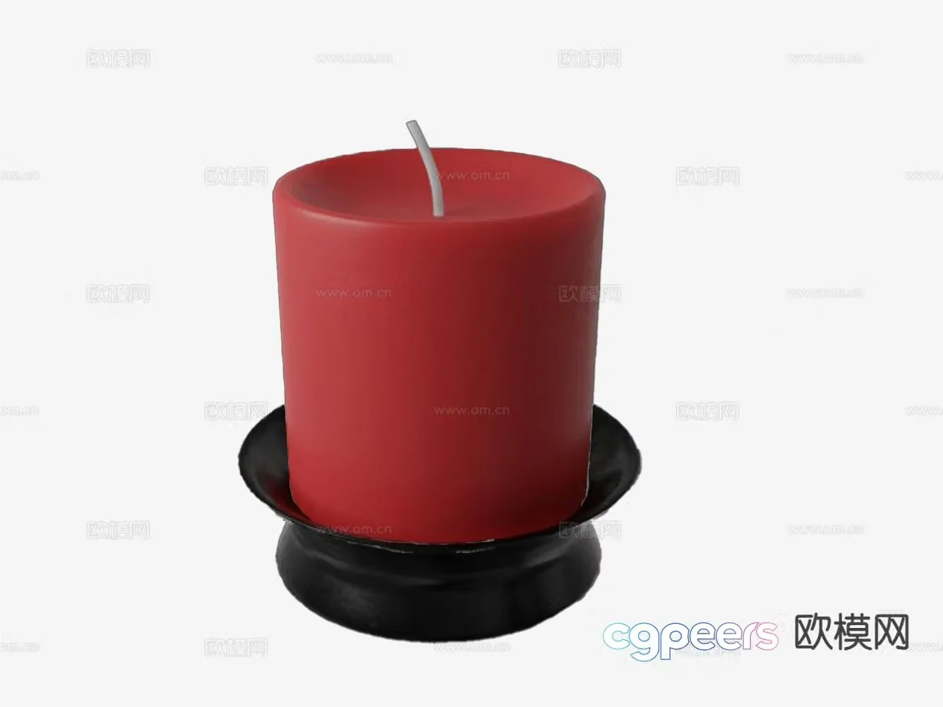 red candle candlestick lamp candle 3d model