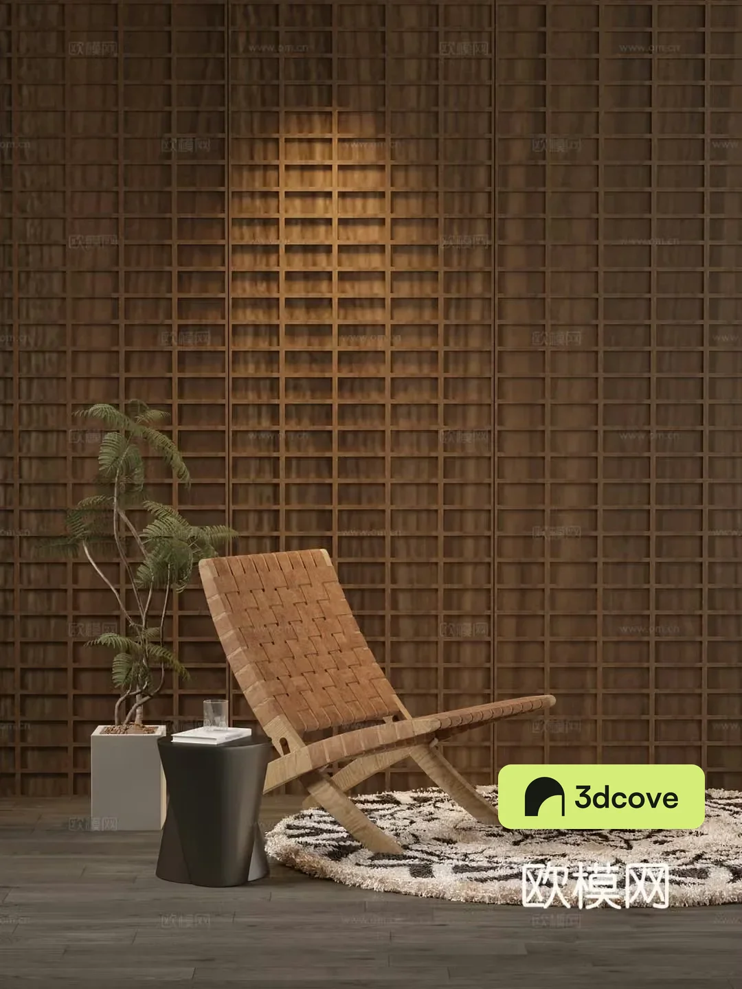 Modern wooden rattan chair