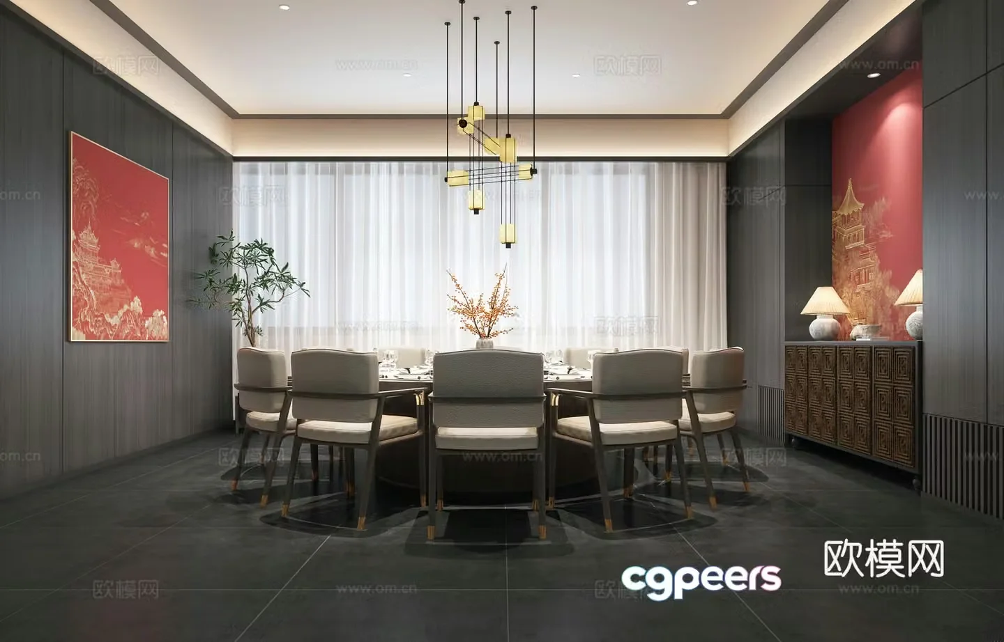 New Chinese restaurant private room 3D model