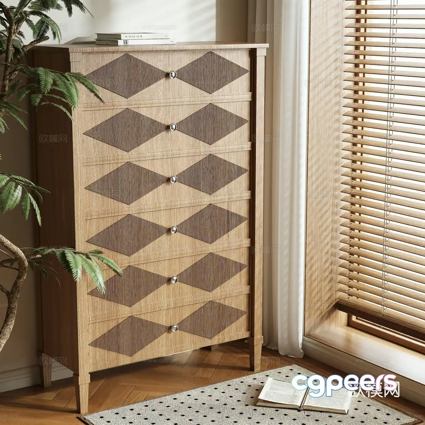 Log air chest side cabinet 3D model