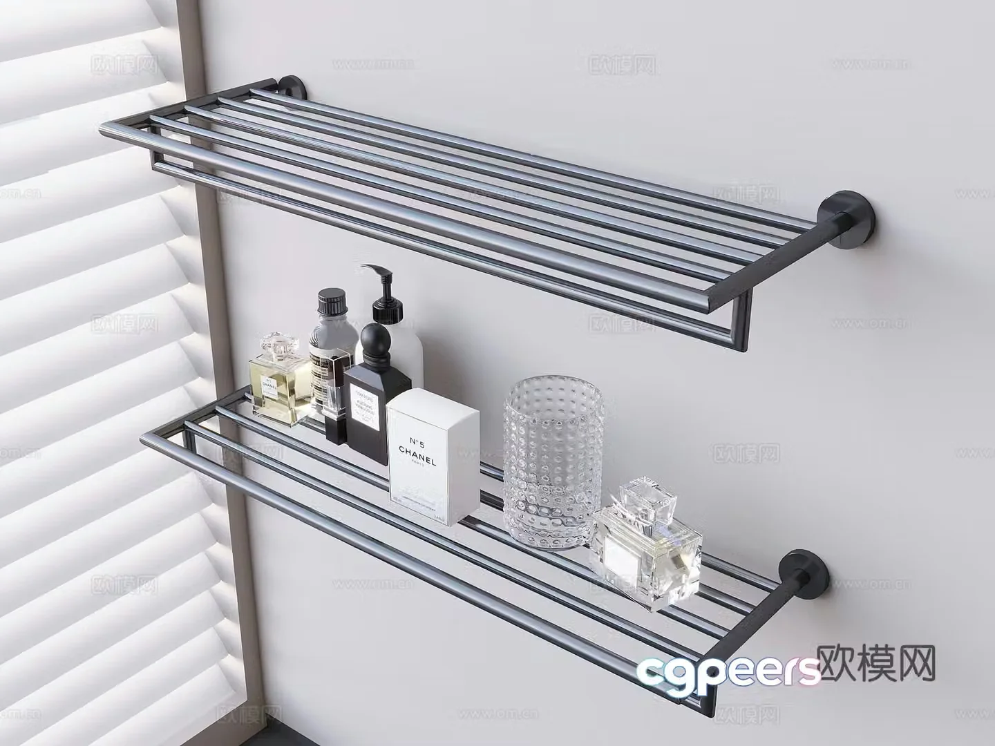 Bathroom wall hanging shelf perfume skin care products glass cup 3D model