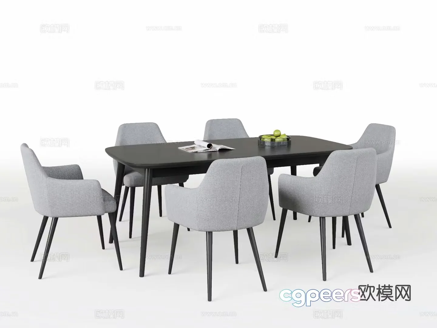 Modern dining table and chairs 3d model