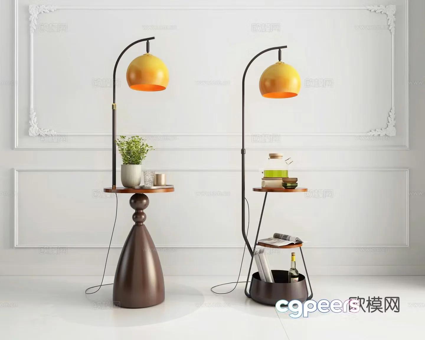 Medieval style fishing lamp integrated floor lamp 3D model