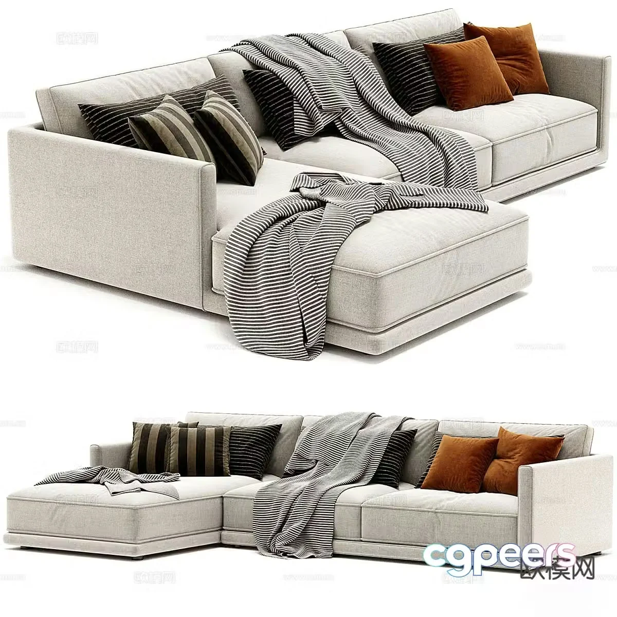 Multi-person sofa corner sofa 3d model