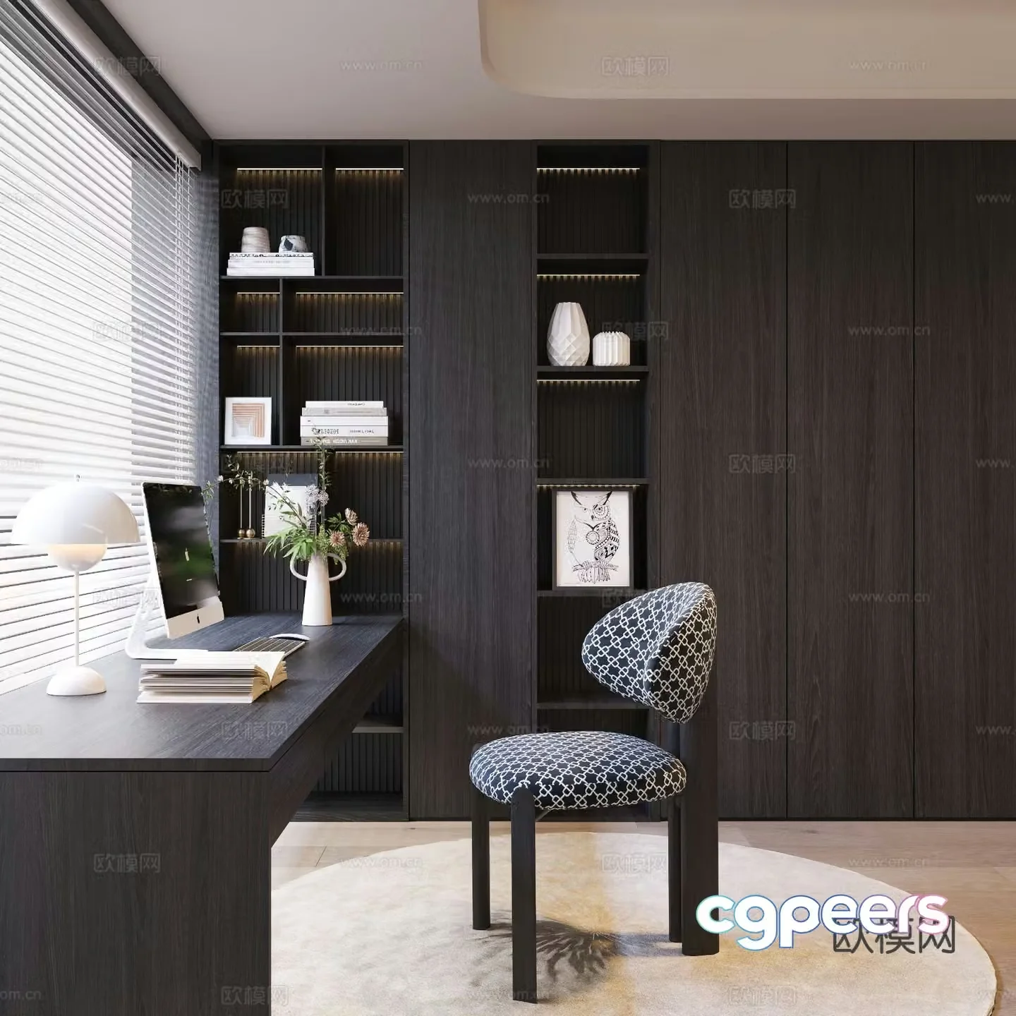 Modern study room 3d model