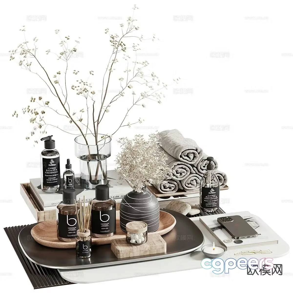 Simple bathroom accessories aromatherapy tray 3d model