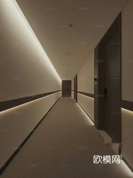 Modern Lighted Hallway 3D Model – 14633 – VRAY Render