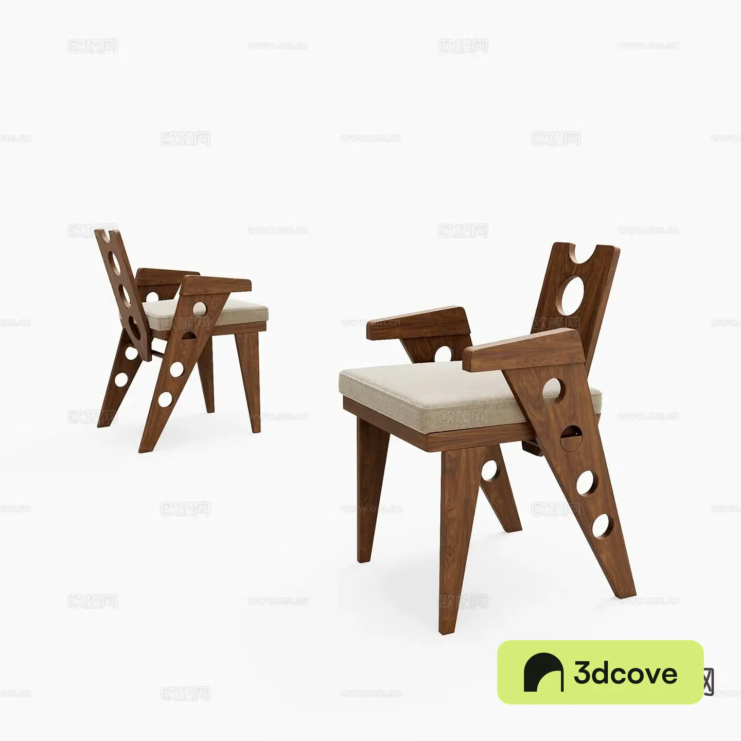 Wabi-sabi style wooden chair single chair